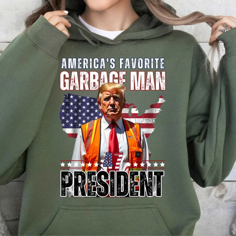 Digital Trummp Garbage Man America'S Favorite USA 47 - Adult & Kids T-Shirts, Sweatshirts & Hoodies apparel design preview 1