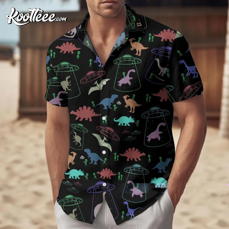 Dinosaur Lover Alien Pattern Hawaiian - Adult & Kids T-Shirts, Sweatshirts & Hoodies apparel design preview 1