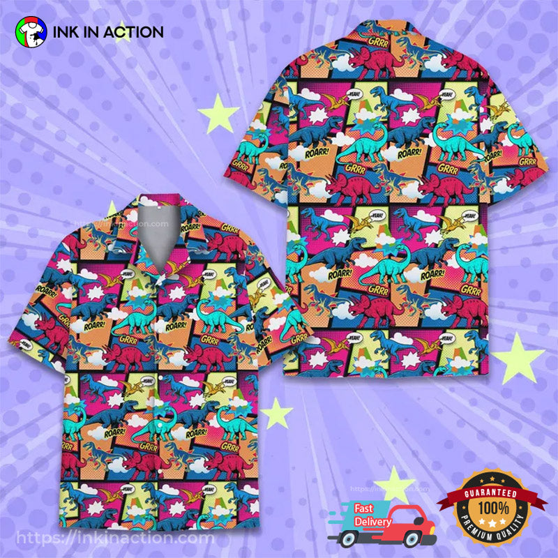 Dinosaurs Roar Hawaiian - Adult & Kids T-Shirts, Sweatshirts & Hoodies apparel design preview 1