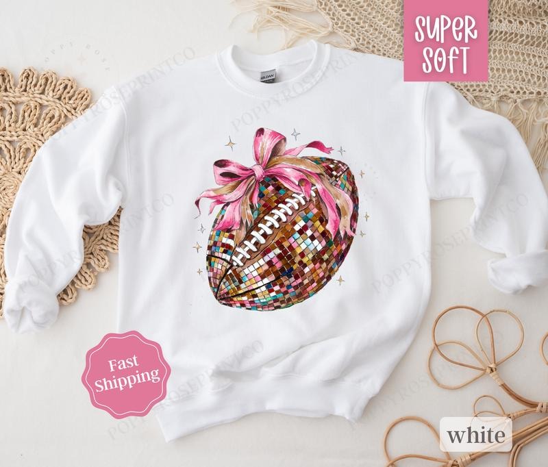 Disco Football Bow Game Day Fall - Adult & Kids T-Shirts, Sweatshirts & Hoodies apparel design preview 1