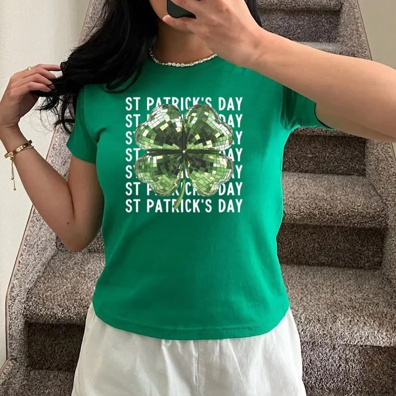 Disco Shamrock St Patrick'S Day Baby Mirrorball - Adult & Kids T-Shirts, Sweatshirts & Hoodies apparel design preview 1
