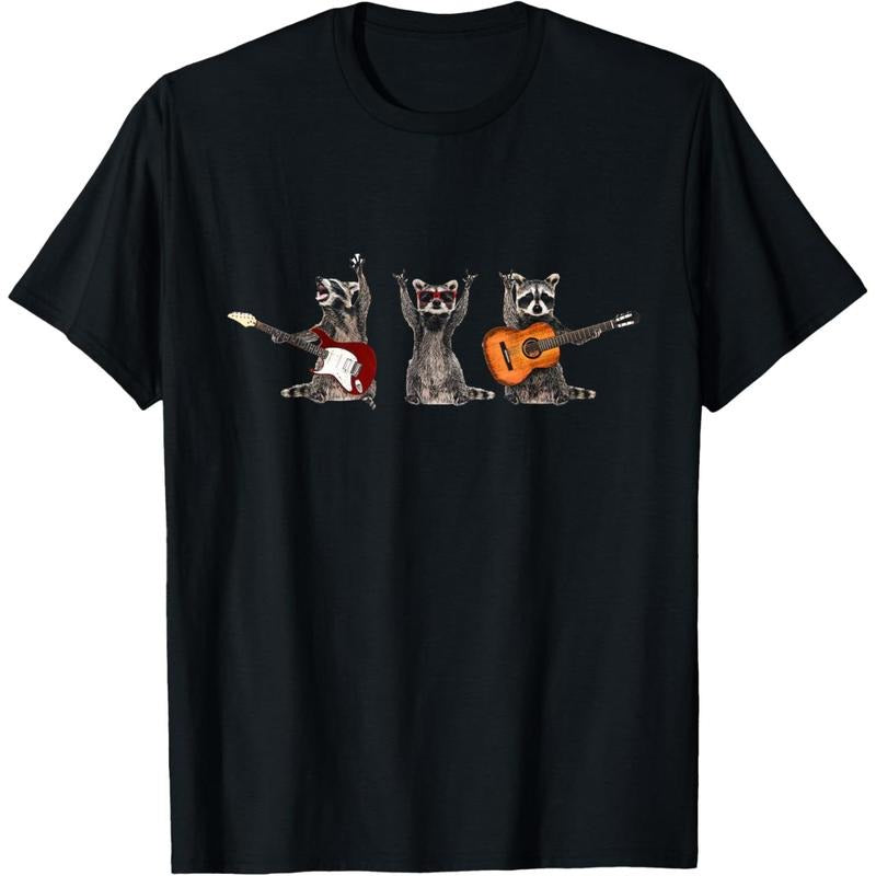 Distressed Racc Roll 'Rock Raccoon Guitar Music - Adult & Kids T-Shirts, Sweatshirts & Hoodies apparel design preview 1