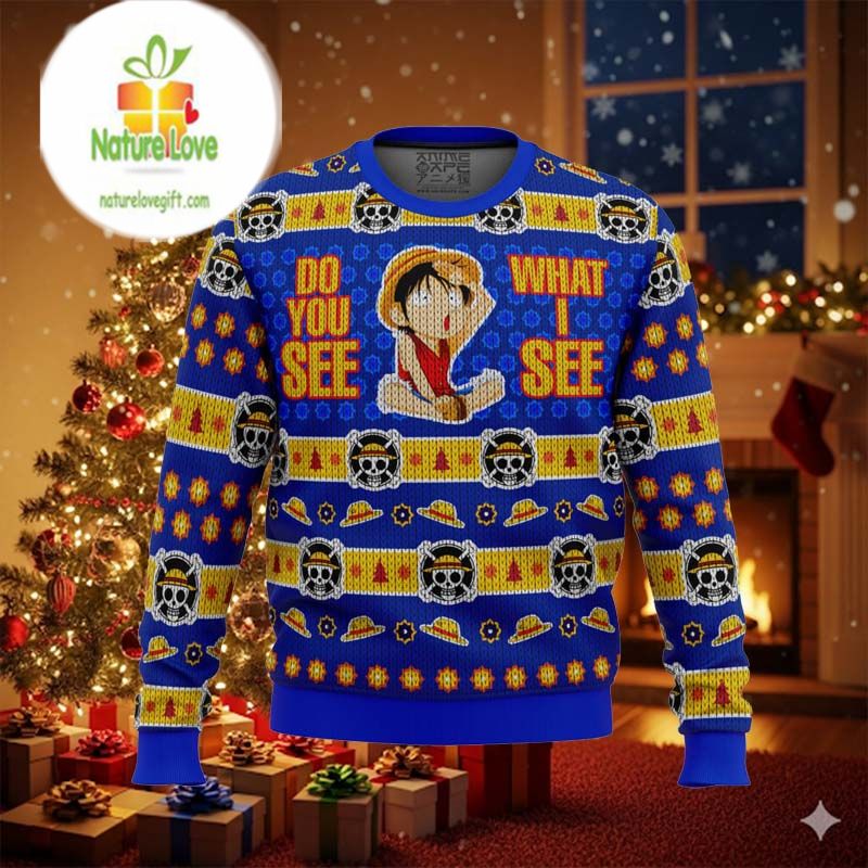 Do You See What I See Monkey D Luffy One Piece Ugly Christmas Sweater - Holiday Gift product image