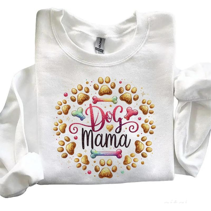 Dog Mama Puppy Gold Paw Glitter Bone Lover Cotton - Adult & Kids T-Shirts, Sweatshirts & Hoodies apparel design preview 1