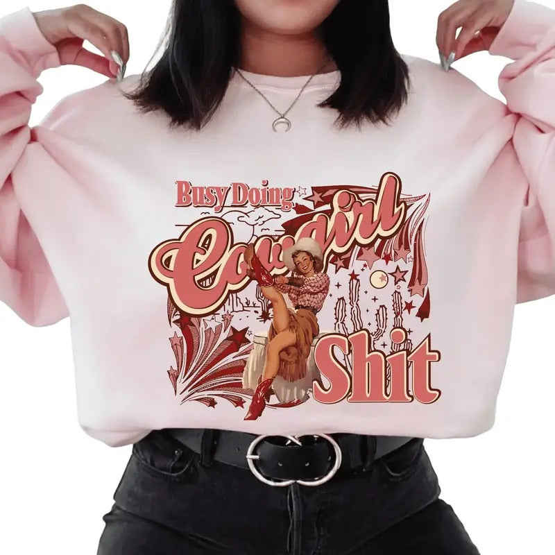 Doing Cowgirl Sh*T Comfortable Cotton Western Casual - Adult & Kids T-Shirts, Sweatshirts & Hoodies apparel design preview 1