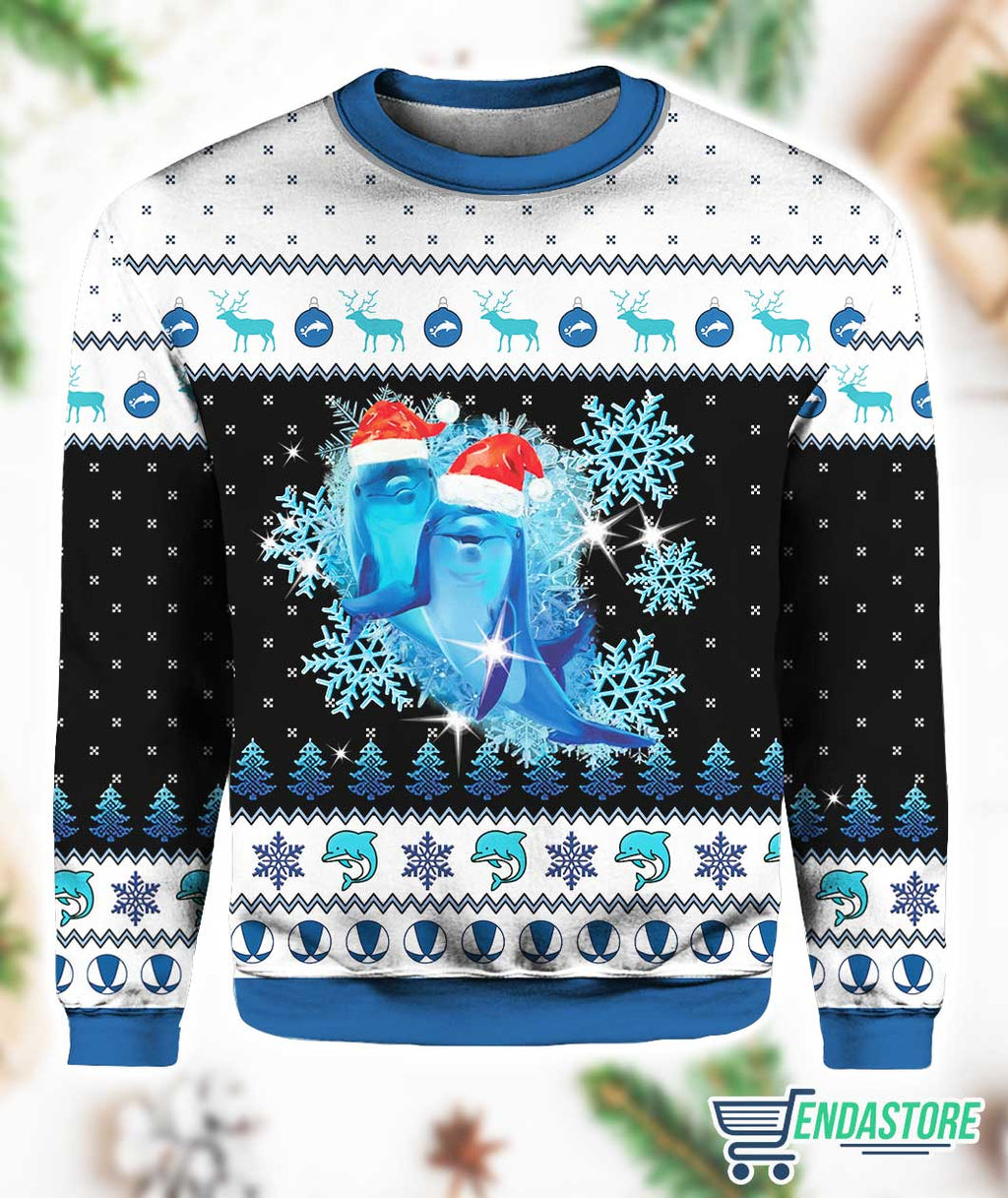 Dolphin With Snowflakes 3D Christmas Sweater - Holiday Gift product image 2