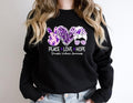 Domestic Violence Peace Love Purple Ribbon Survivor - Adult & Kids T-Shirts, Sweatshirts & Hoodies apparel design preview 1