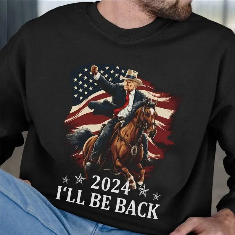 Donald Trummpp 2024 Trummp Riding Horse American Flag - Adult & Kids T-Shirts, Sweatshirts & Hoodies apparel design preview 1