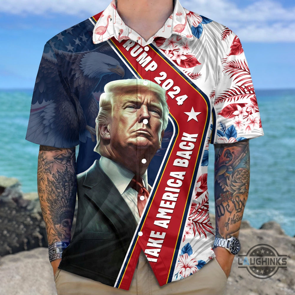 Donald Trump 2024 Hawaiian Take America Back Funny - Adult & Kids T-Shirts, Sweatshirts & Hoodies apparel design preview 1