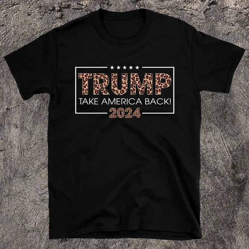 Donald Trump 2024 Take America Back Leopard Print - Adult & Kids T-Shirts, Sweatshirts & Hoodies apparel design preview 1