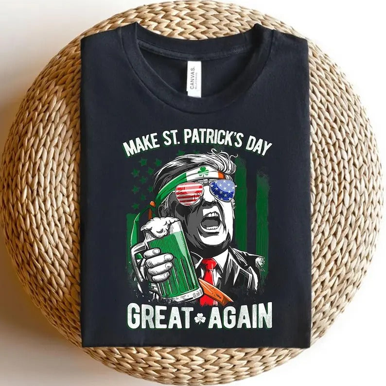 Donald Trump Beer Make St Patricks Day Great Again - Adult & Kids T-Shirts, Sweatshirts & Hoodies apparel design preview 1