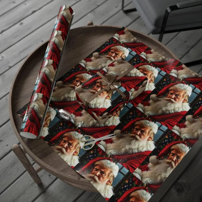 Donald Trump Wrap Wrapping Paper Santa Clause Novelty - Adult & Kids T-Shirts, Sweatshirts & Hoodies apparel design preview 1