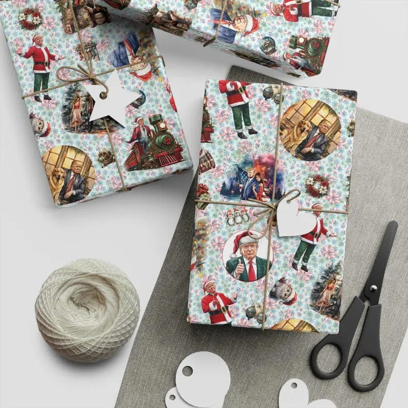 Donald Trump Themed Wrap Wrapping Paper ONE KIND - Adult & Kids T-Shirts, Sweatshirts & Hoodies apparel design preview 1