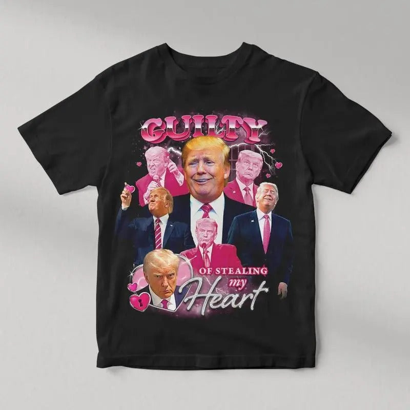 Donald Trump Guilty Stealing My Heart Vintage Bootleg - Adult & Kids T-Shirts, Sweatshirts & Hoodies apparel design preview 1