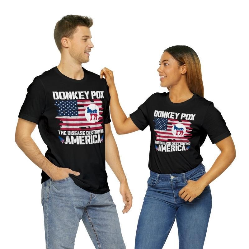 Donkey Pox Disease Destroying America Anti Biden - Adult & Kids T-Shirts, Sweatshirts & Hoodies apparel design preview 1