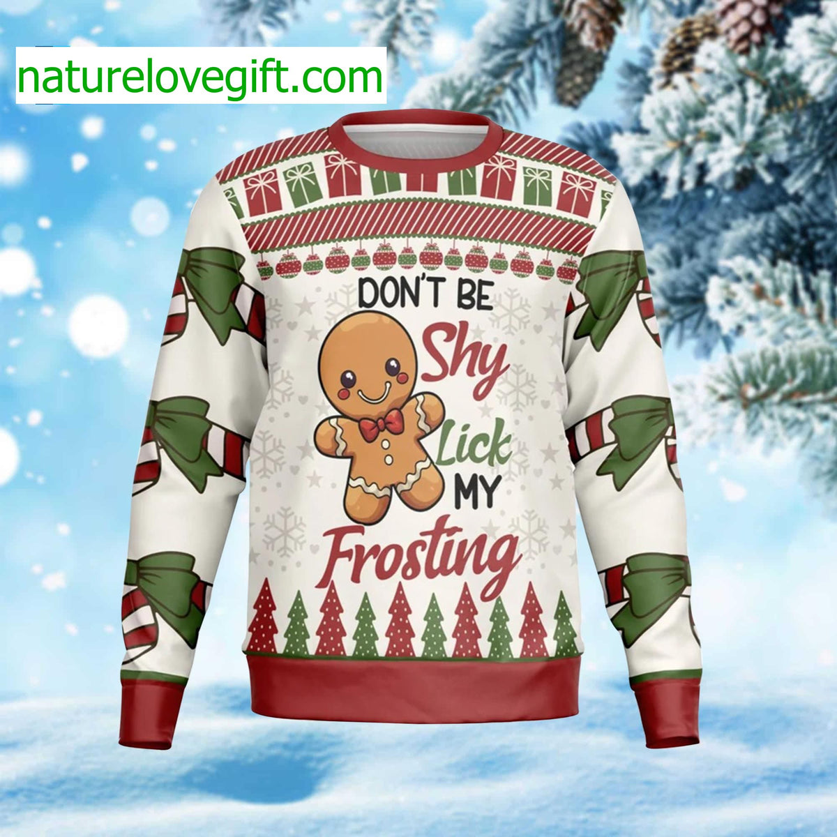 Don’t Be Shy Lick My Frosting Ugly Christmas Sweater - Holiday Gift product image