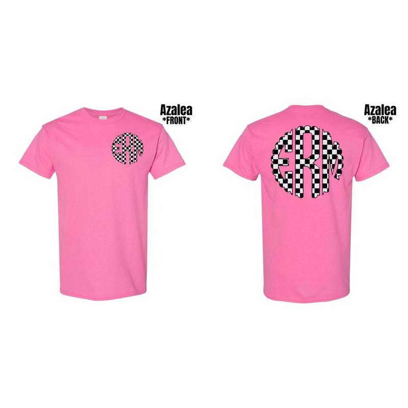 Double Monogram Black Checkered Gildan Short Sleeve - Adult & Kids T-Shirts, Sweatshirts & Hoodies apparel design preview 1