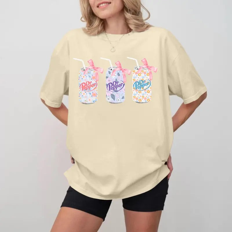 Dr. Pepper Flowers Cans New Bow Pink Cute Baby Soda - Adult & Kids T-Shirts, Sweatshirts & Hoodies apparel design preview 1
