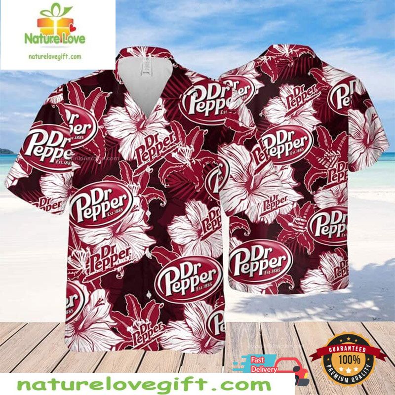 Dr Pepper Hawaiian Summer Flower Pattern - Adult & Kids T-Shirts, Sweatshirts & Hoodies apparel design preview 1