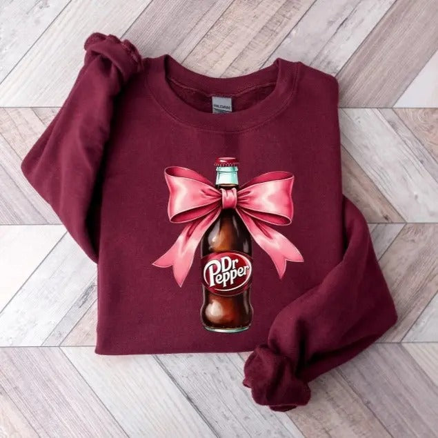 Dr Pepper Pink Bow Coquette Cute Soda Drink Dr.Pepper - Adult & Kids T-Shirts, Sweatshirts & Hoodies apparel design preview 1