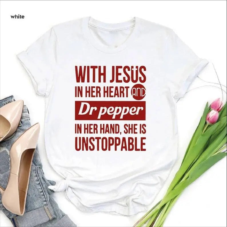Dr Pepper Her Soda Lover Jesus Cute Heart Cotton - Adult & Kids T-Shirts, Sweatshirts & Hoodies apparel design preview 1
