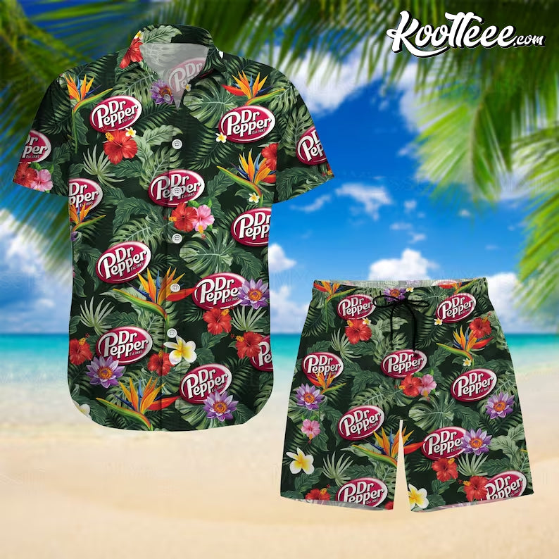 Dr Pepper Summer Hawaiian and Shorts - Adult & Kids T-Shirts, Sweatshirts & Hoodies apparel design preview 1