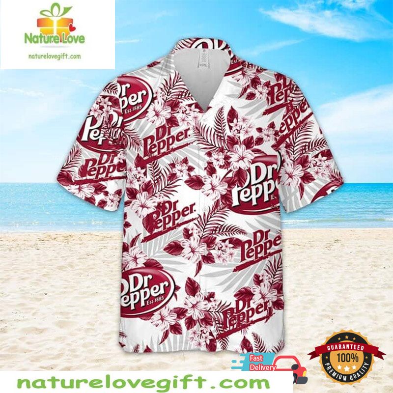 Dr Pepper Beer Hawaiian Floral Print - Adult & Kids T-Shirts, Sweatshirts & Hoodies apparel design preview 1