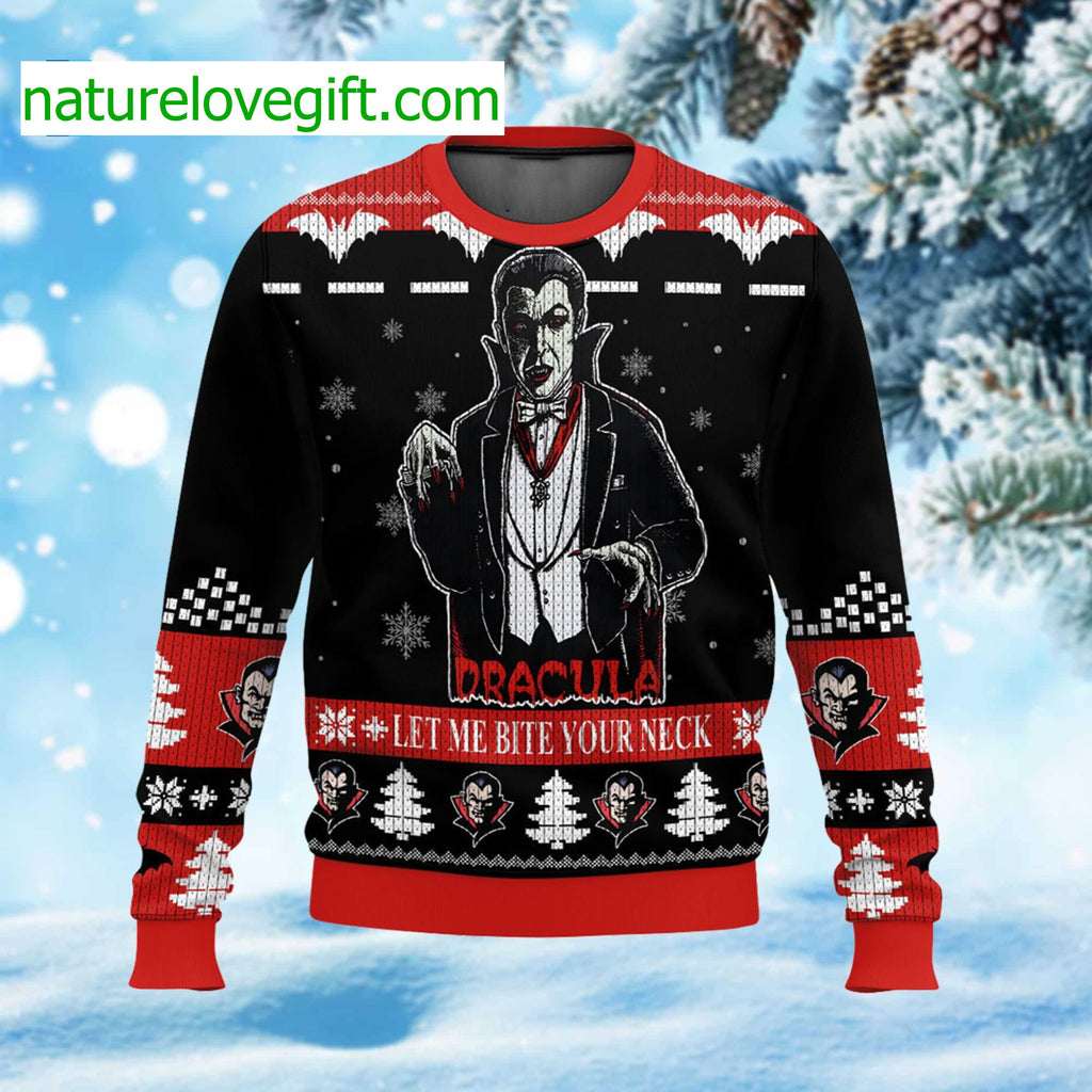 Dracula Let Me Bite Your Neck Ugly Christmas Sweater - Holiday Gift product image
