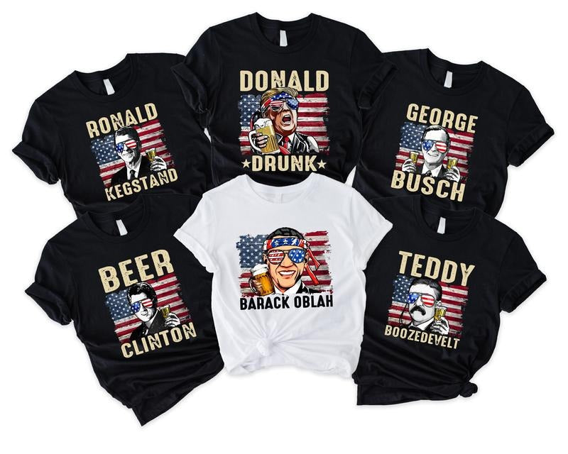 Drinking Presidents Bachelorette Party Funny 4th July - Adult & Kids T-Shirts, Sweatshirts & Hoodies apparel design preview 1