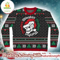 Dropkick Murphys Skull With Santa Hat Snowflakes Pattern Ugly Christmas Sweater - Holiday Gift product image