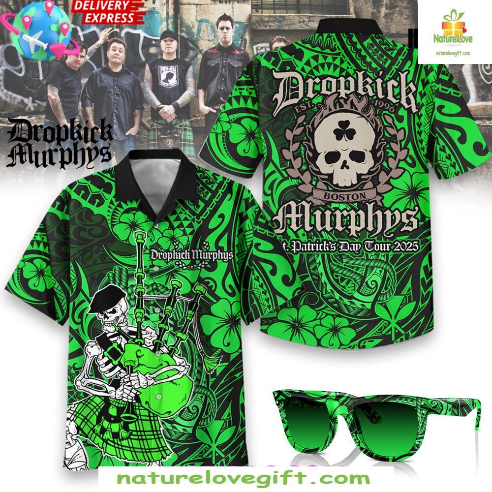 Dropkick Murphys 2026 St Patricks Day Tour Hawaiian - Adult & Kids T-Shirts, Sweatshirts & Hoodies apparel design preview 1
