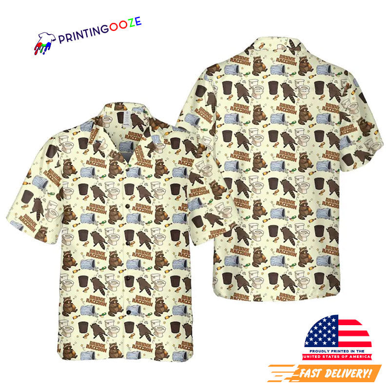 Drunk Raccoon Meme Hawaiian - Adult & Kids T-Shirts, Sweatshirts & Hoodies apparel design preview 1