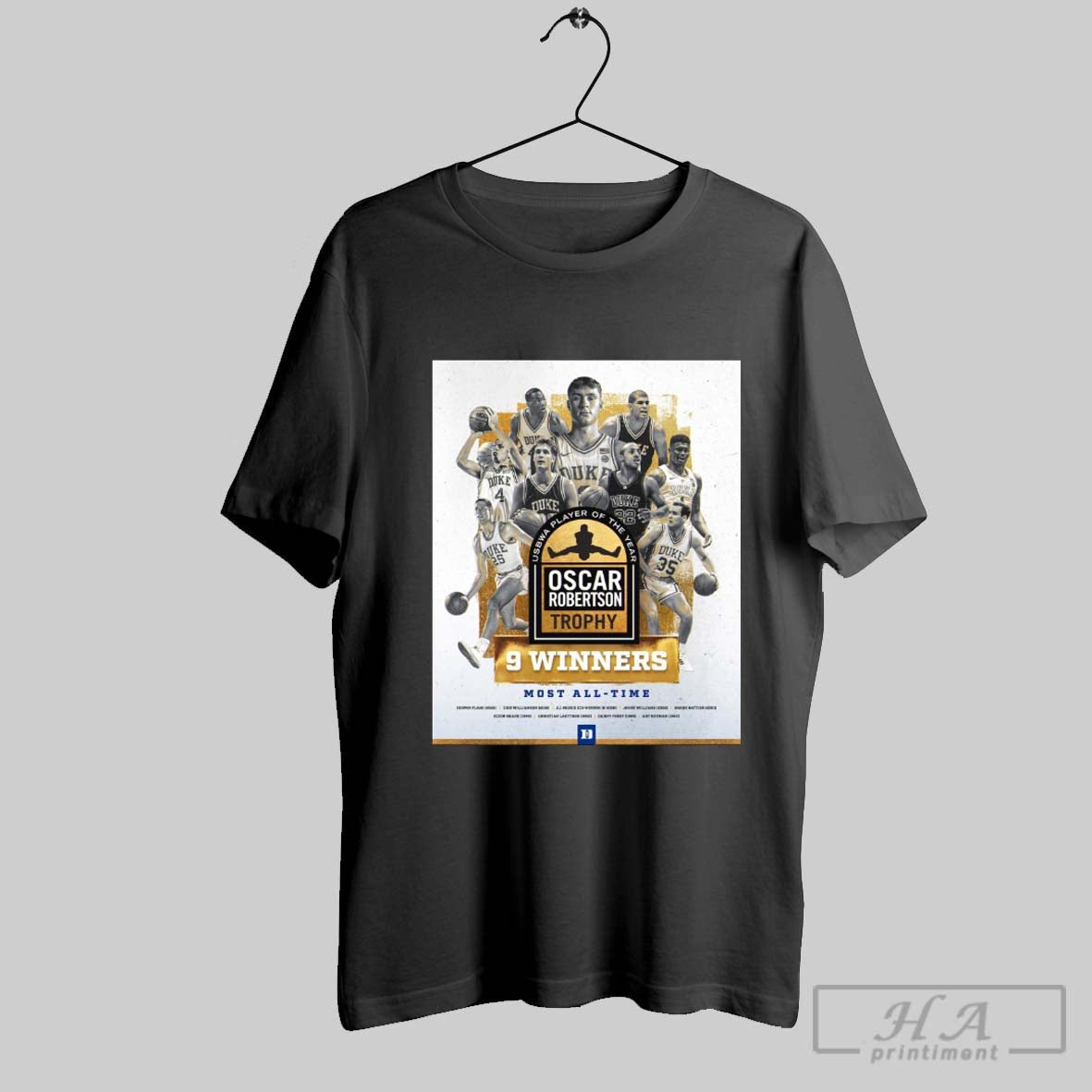 Duke Mens Basketball Usbwa Player Of The Year Oscar - Adult & Kids T-Shirts, Sweatshirts & Hoodies apparel design preview 1