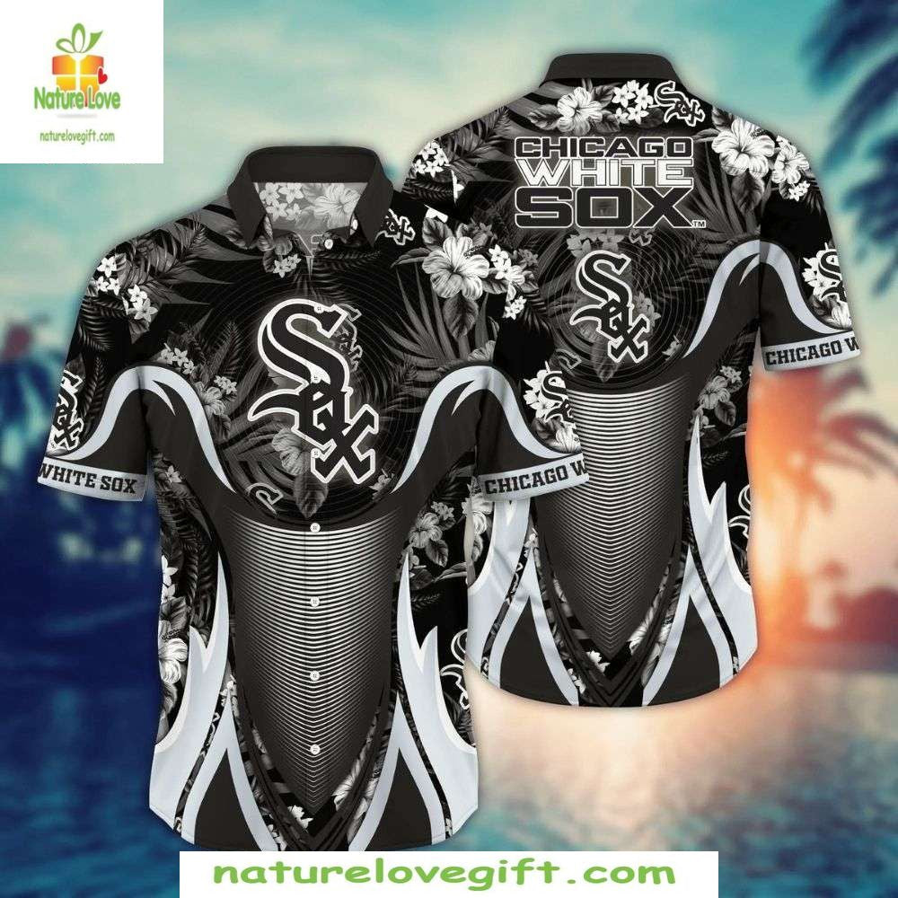 Chicago White Sox Hawaiian Dynamic Wave Floral MLB - Adult & Kids T-Shirts, Sweatshirts & Hoodies apparel design preview 1
