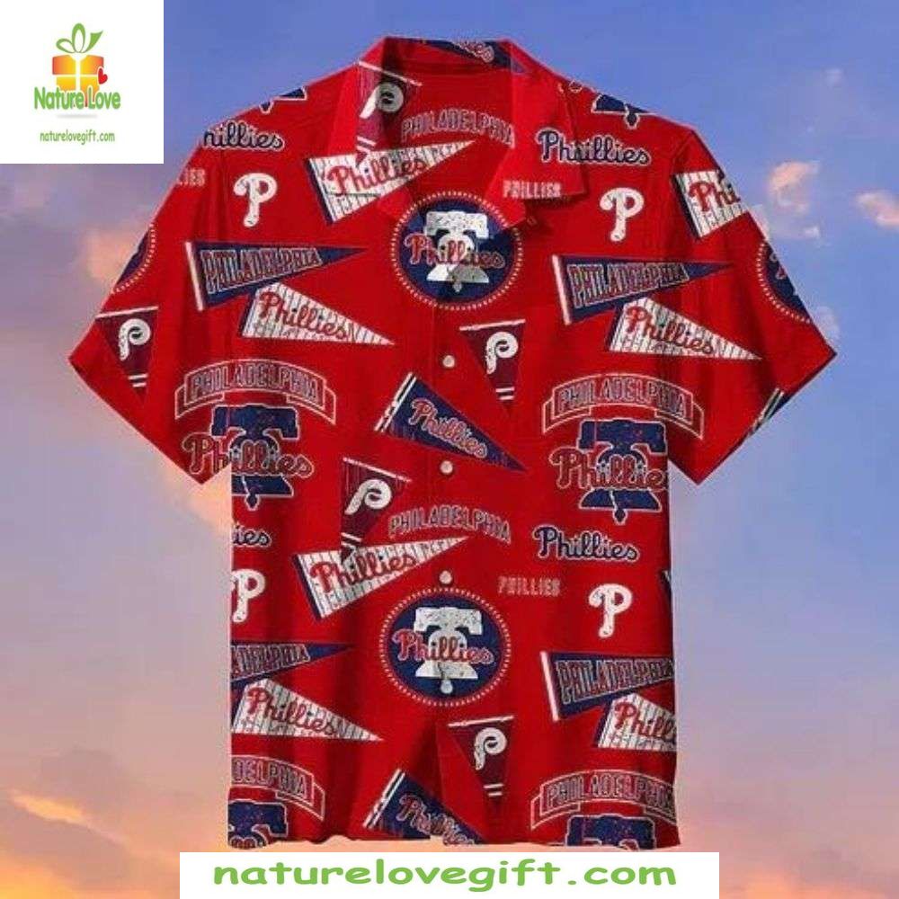 Philadelphia Phillies Hawaiian Dynamic Red Stylish - Adult & Kids T-Shirts, Sweatshirts & Hoodies apparel design preview 1