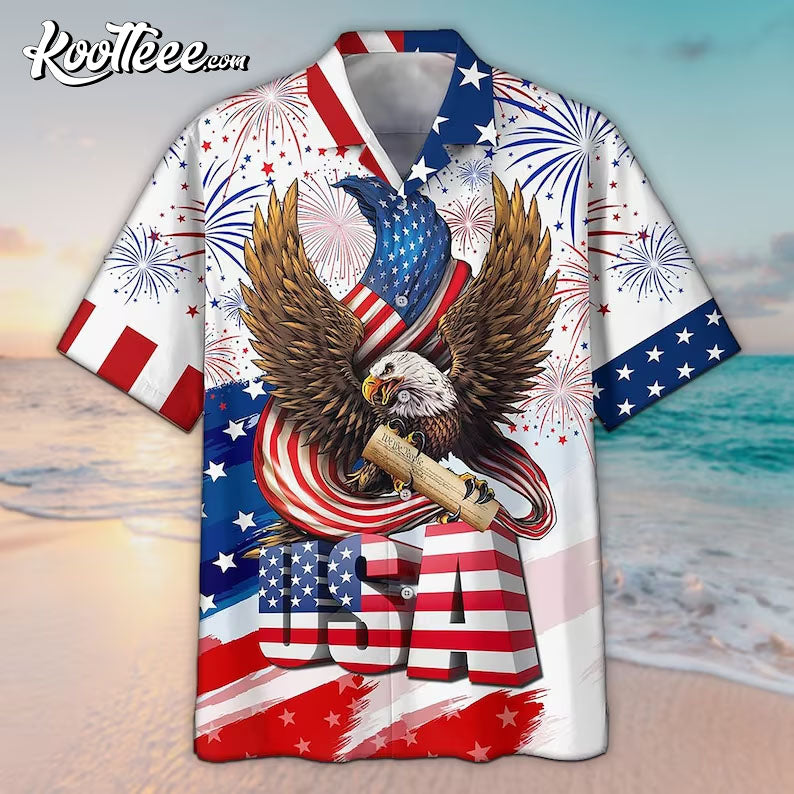 Eagle USA Independence Day Aloha Hawaiian - Adult & Kids T-Shirts, Sweatshirts & Hoodies apparel design preview 1