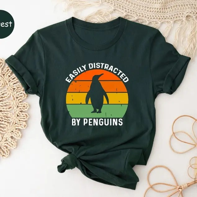 Easily Distracted Penguins Penguin Retro Vintage - Adult & Kids T-Shirts, Sweatshirts & Hoodies apparel design preview 1
