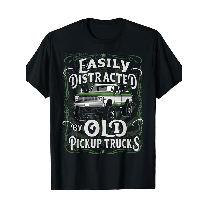 [Easily Distracted Old Pickup Trucks] 100% Cotton - Adult & Kids T-Shirts, Sweatshirts & Hoodies apparel design preview 1