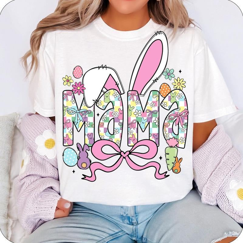 Easter Mama Bunny Coquette - Adult & Kids T-Shirts, Sweatshirts & Hoodies apparel design preview 1