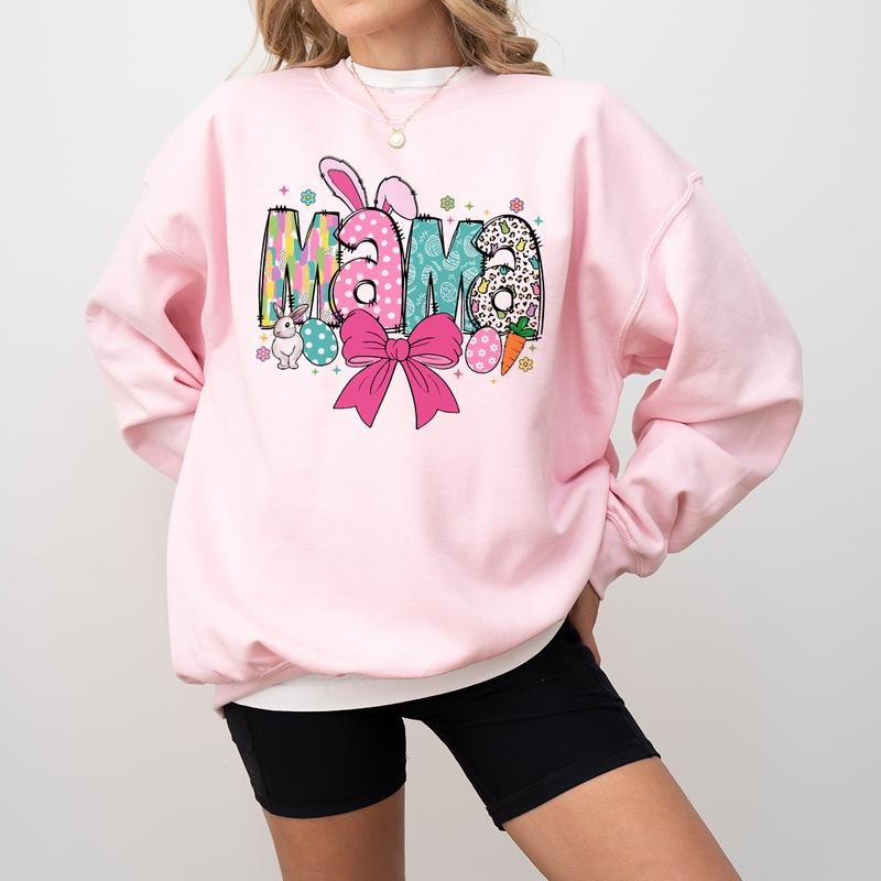 Easter Mama Mom Spring Coquette Bow Her - Adult & Kids T-Shirts, Sweatshirts & Hoodies apparel design preview 1