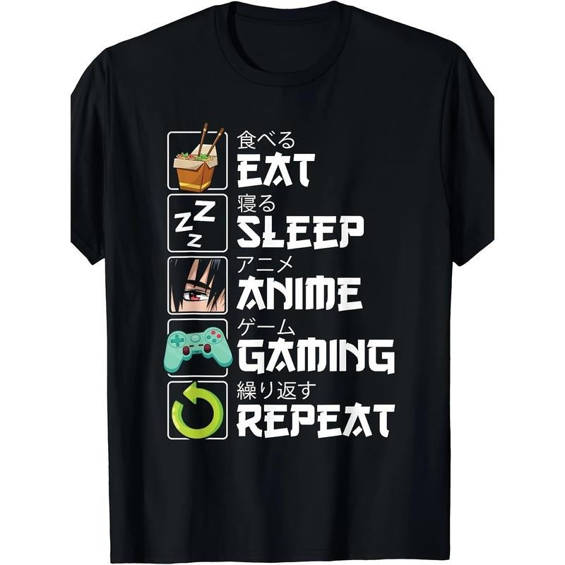 Eat Sleep Anime Game Repeat Kawaii Otaku Manga Made - Adult & Kids T-Shirts, Sweatshirts & Hoodies apparel design preview 1