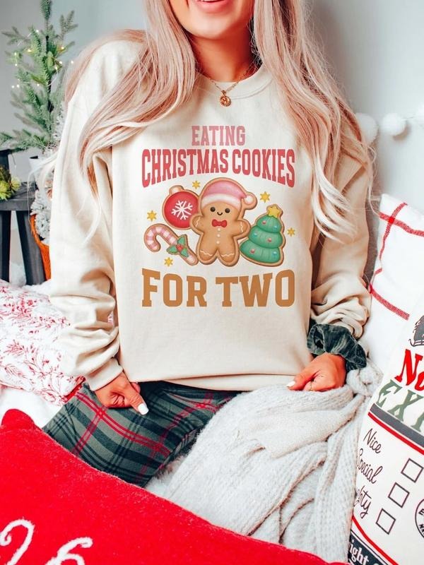 Eating Cookies Two Pregnancy Announcement Maternity - Adult & Kids T-Shirts, Sweatshirts & Hoodies apparel design preview 1