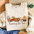 Eating Two Thanksgiving Pregnancy Announcement Cute - Adult & Kids T-Shirts, Sweatshirts & Hoodies apparel design preview 1