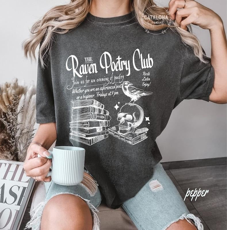 Edgar Allan Poe Raven Poetry Club Poem Lovers - Adult & Kids T-Shirts, Sweatshirts & Hoodies apparel design preview 1