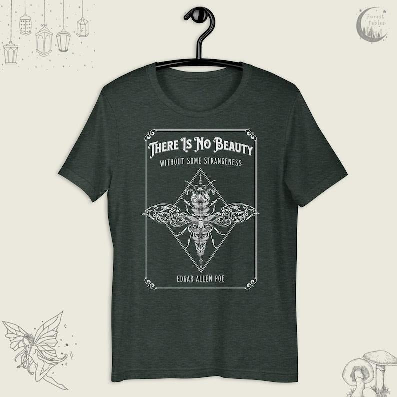 Edgar Allen Poe Moth Butterfly Quote Whimsical Dark - Adult & Kids T-Shirts, Sweatshirts & Hoodies apparel design preview 1