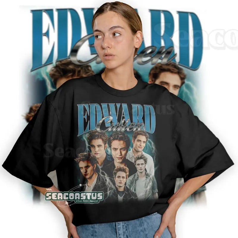 Edward Cullen Vintage Retro 90'S Fans Homage - Adult & Kids T-Shirts, Sweatshirts & Hoodies apparel design preview 1