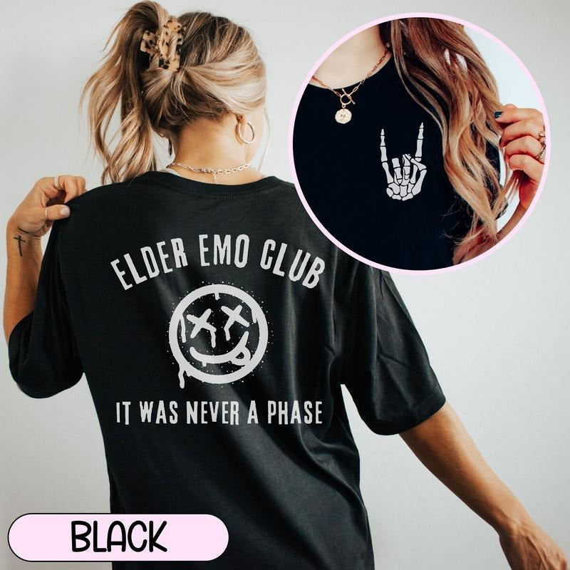 Elder Emo Was Never Phase Pop Punk Lyrics Music When - Adult & Kids T-Shirts, Sweatshirts & Hoodies apparel design preview 1