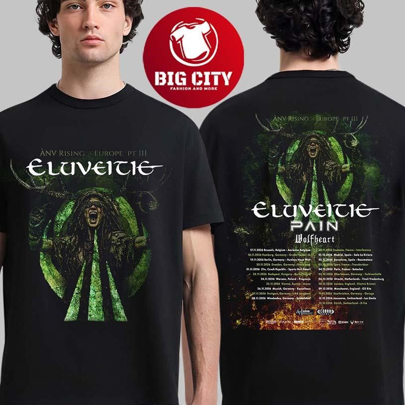 Eluveitie Anv Rising Europe Tour Pt 3 2026 Schedule - Adult & Kids T-Shirts, Sweatshirts & Hoodies apparel design preview 1