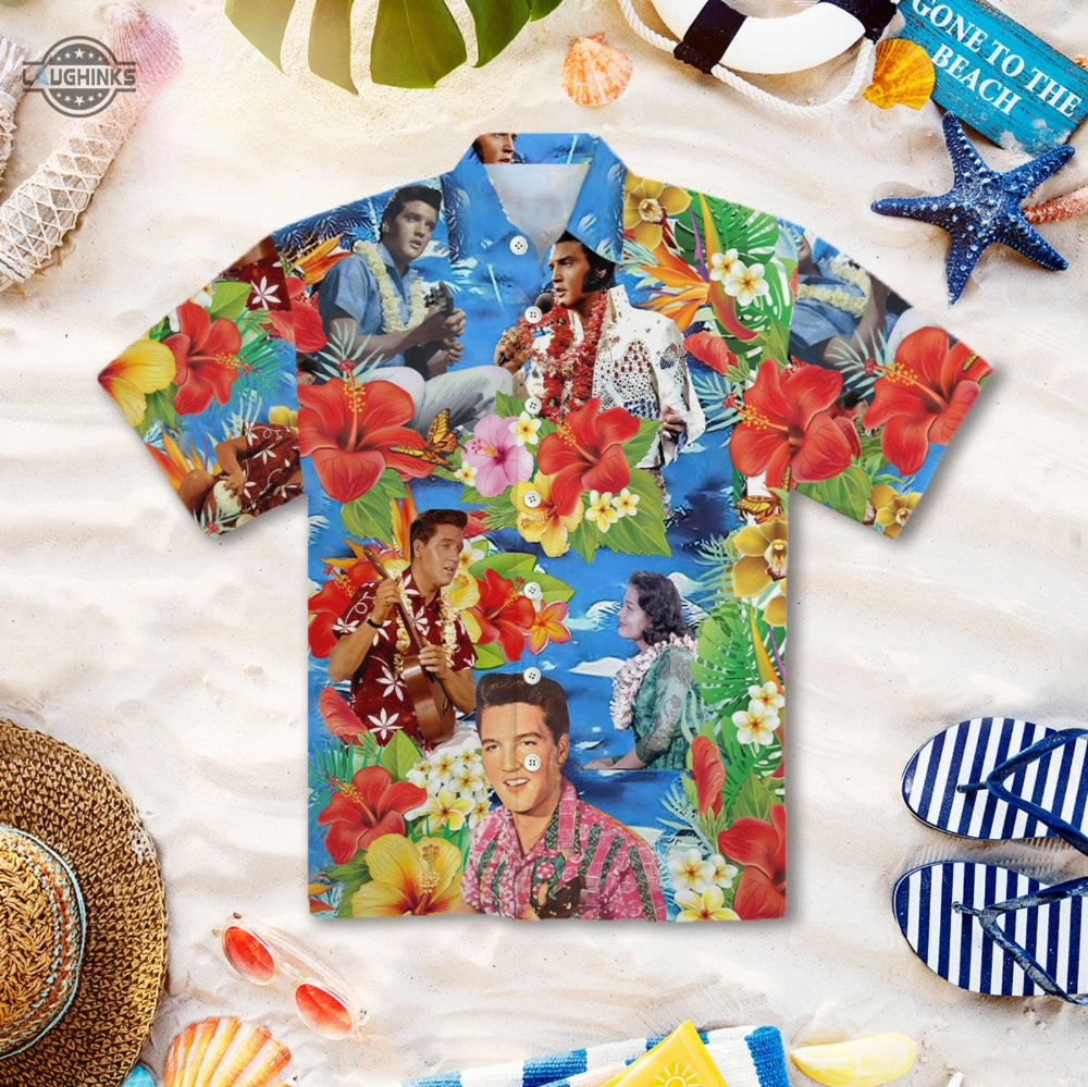 Elvis Hawaiian And Shorts Paradise Style Blue For - Adult & Kids T-Shirts, Sweatshirts & Hoodies apparel design preview 1