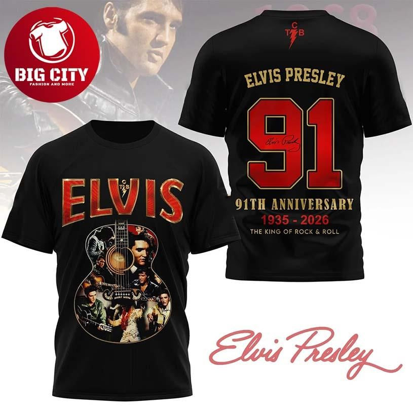 Elvis Presley King Of Rock 91St Anniversary 2026 Two - Adult & Kids T-Shirts, Sweatshirts & Hoodies apparel design preview 1